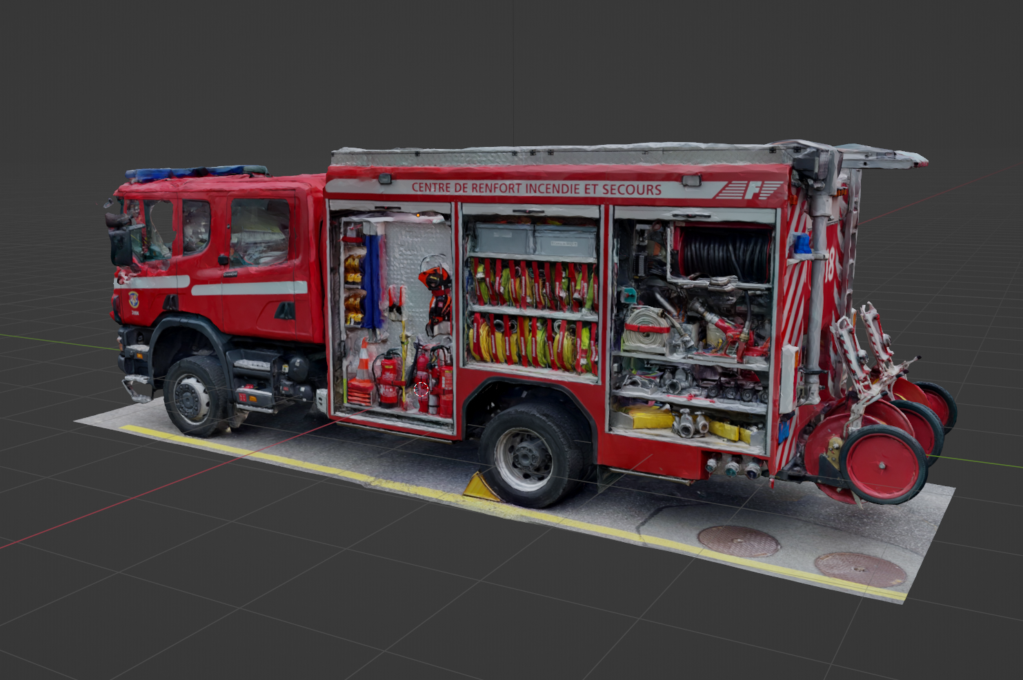 First raw model of a fire truck – Scania P124